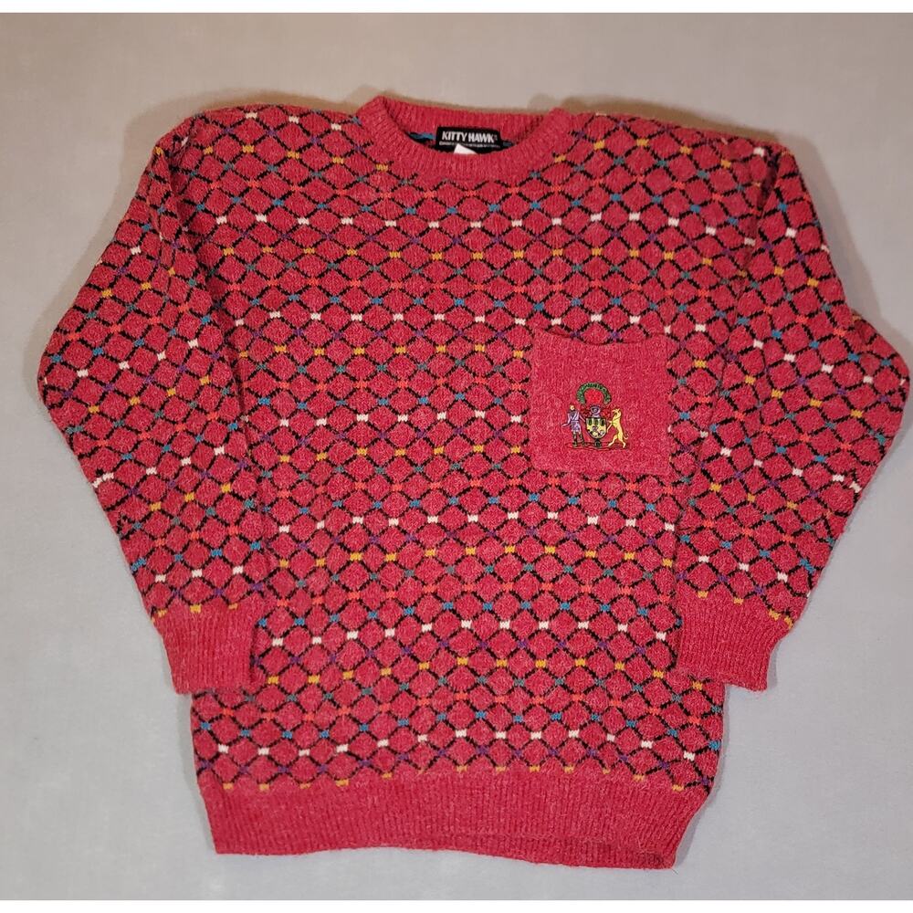 Vintage Kitty Hawk Vivian Wang Geometric Pocket Crest Sweater M